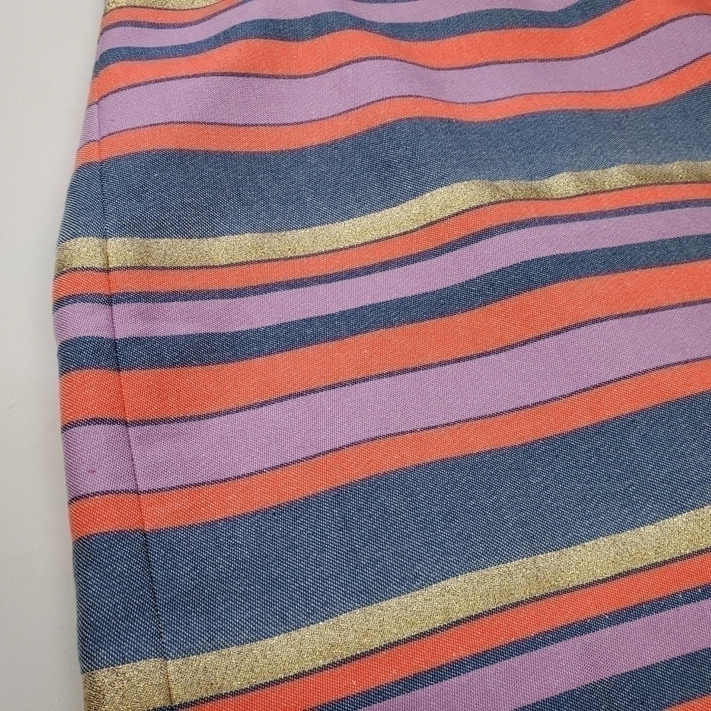 J. Crew  Pink Blue Gold Stripe Mini Skirt 0 - Picture 8 of 11